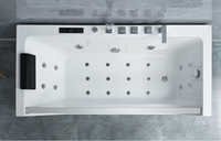 Baignoire Spa à Hydromassage Rectangulaire en Acrylique, Autoportante, Moderne, avec Jupe Décorative, Blanche, 1,8 m, pour Utilisation Intérieure en Salle de Bain