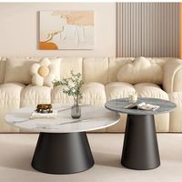 Table basse en métal de style moderne et luxueux italien avec plateau en ardoise, combinaison haute/basse, salon, petit appartement, table d'appoint