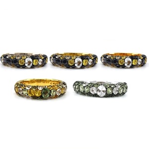Bague de mariage classique en or jaune massif 18 carats avec saphirs multicolores, bijoux fins pour femmes, occasions de fête - Product Image 4