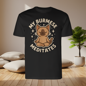 Maglietta a maniche lunghe con stampa artistica del mio gatto birmano che medita - Product Image 3