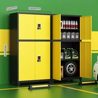 Armoire de rangement d'outils d'atelier robuste en métal avec pieds de support et serrure à code, assemblée pour garage et entrepôt