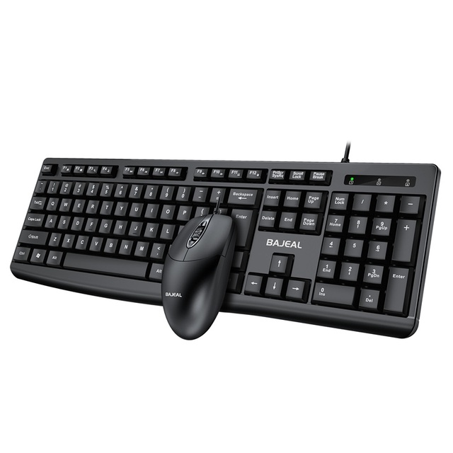 BAJEAL T650 Ergonomic Gaming Wired Keyboard Mouse Combo USB Optical Full-Size 1600 DPI Waterproof for PC Laptop