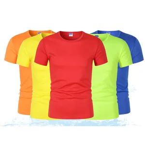 Dört mevsim yüksek kaliteli özel çabuk kuruyan T-shirt toptan polyester elyaf düz toplu t shirt erkekler için