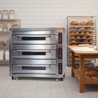 Horno de Panadería Industrial de Alta Calidad, Comercial, Digital, Automático, Portátil, de 3 Niveles y 6 Bandejas, para Pizza y Galletas
