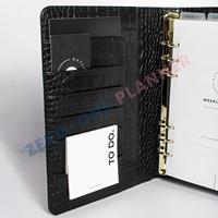 Portefeuille à anneaux A7 personnalisé, organiseur d'argent, classeur budgétaire, planificateur, couverture en cuir, carnet de notes, poche, bleu bébé, mini, petit
