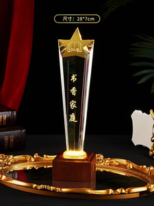थोक उच्च गुणवत्ता वाले क्रिस्टल ट्रॉफी पुरस्कार लकड़ी आधार के साथ अनुकूलित खाली पट्टिका ग्लास क्रिस्टल ट्रॉफी - Product Image 5
