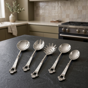 Elegantes Servidores de Ensalada en Tono Plateado, Juego de Cuchara y Tenedor de Metal para Mesa de Comedor, Vajilla para el Hogar, Cocina y Suministros para Restaurantes - Product Image 3