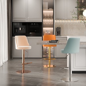 Tabouret de bar d'hôtel moderne avec fonction de levage et de rotation, <span class=keywords><strong>chaise</strong></span> de luxe en acier inoxydable avec dossier, comptoir de cuisine - Product Image 1