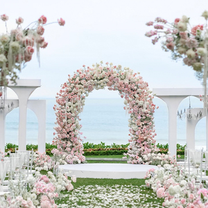 Arco de Flores Artificiales Rosadas de Alta Calidad, Decoraciones para Bodas, Telones de Fondo para Fiestas al Aire Libre y Ceremonias de Propuesta de Matrimonio - Product Image 1