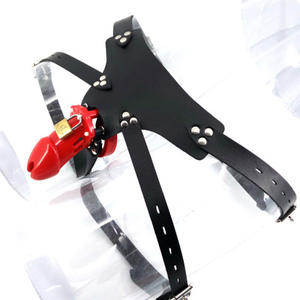 جهاز عفة بلاستيكي أحمر FAAK 10 سم CB6000 للرجال مع قفص للقضيب وحامل مفتاح، ألعاب جنسية بالجملة، حزام عفة - Product Image 6