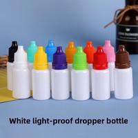 Bouteilles compte-gouttes en plastique PE blanc anti-lumière de 5/10/20/30 ml en gros, en stock, avec bouchon interne et embout pointu