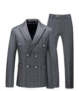 Tute da <span class=keywords><strong>uomo</strong></span> <span class=keywords><strong>doppiopetto</strong></span> da <span class=keywords><strong>uomo</strong></span> di colore grigio abiti da <span class=keywords><strong>uomo</strong></span> 3 pezzi Slim Fit abiti maschili formali per il matrimonio - Product Image 2