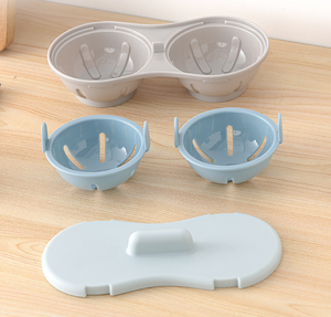 Cocedor de Huevos para <span class=keywords><strong>Microondas</strong></span>, 2 Cavidades, Doble Drenaje, Tazas para Huevos Poché, Utensilios de Cocina - Product Image 3