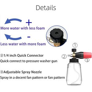 EXW prix pistolet à mousse de lavage à haute pression 1L bouteille détaillant neige mousse Lance canon à mousse transparente pour nettoyeur haute pression outils de nettoyage - Product Image 2