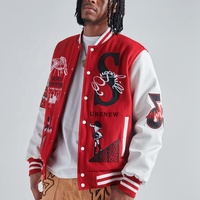 Veste d'hiver pour homme en cuir avec logo brodé en chenille personnalisé, style vintage bomber, coupe ajustée, streetwear