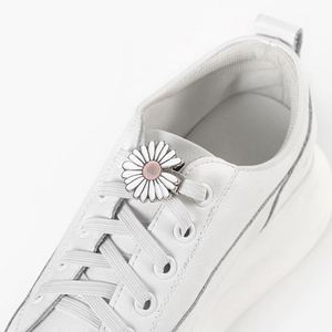 Lacets magnétiques sans nœud en forme de marguerite avec boucle métallique, élastiques et plats - Product Image 3