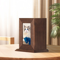 Urne commémorative en bois massif pour animaux de compagnie élégant cercueil moderne en gros chien chat crémation cercueil cadre photo élégant boîte en bois pour les cendres