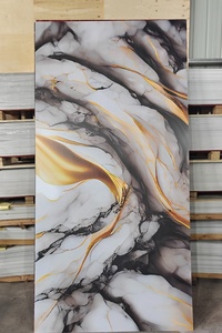 Panneaux muraux en PVC marbré UV 2,8*1220*2800 mm, plaques en PVC marbré synthétique noir or - Product Image 2