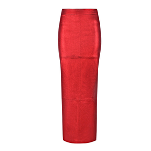 Nouvelle <span class=keywords><strong>jupe</strong></span> longue en <span class=keywords><strong>cuir</strong></span> vert pour femme, design Y2K, avec fermeture éclair latérale et fente arrière, finition métallique - Product Image 6