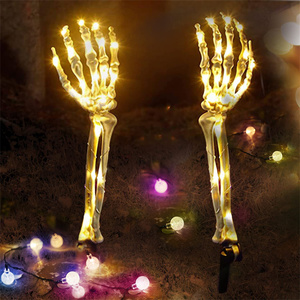 Halloween horreur LED guirlande lumineuse squelette piquets décorations sol briseurs tête bras piquets fissure squelette décor à vendre - Product Image 2