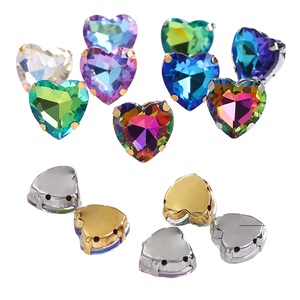 Xichuan - Cristales de imitación ecológicos de 16 caras, con parte trasera plana, de cristal, en forma de corazón, efecto AB, para coser en bolsos - Product Image 1