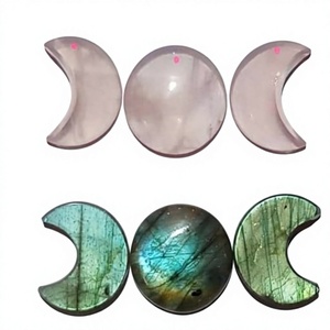 Assorted Rose Quartz Labradorite Triple Moon Cabochons for Jewelry Making Wholesale - Product Image 1