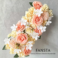 Panneau mural de fleurs artificielles en gros, fait main, avec rangée de roses et d'hortensias, pour arche de fond, décoration murale de mariage