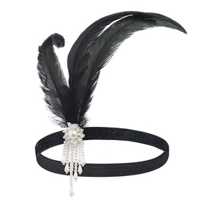 Mascarada <span class=keywords><strong>gran</strong></span> Gatsby <span class=keywords><strong>carnaval</strong></span> 1920s fiesta lujo mujer tocado pluma lentejuelas accesorios para <span class=keywords><strong>el</strong></span> cabello para traje de bola de Navidad - Product Image 2