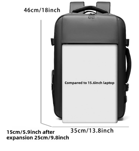 Sac à dos pour ordinateur portable de voyage d'affaires, extensible, grande capacité, imperméable, avec port USB, pour <span class=keywords><strong>le</strong></span> travail au bureau, les séjours de nuit et les <span class=keywords><strong>week</strong></span>-ends - Product Image 6