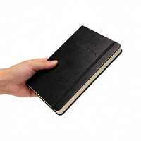 Carnet de notes personnalisable avec impression, couverture en PU noir, format A5, carnet de notes imprimé, portable, couverture rigide en cuir