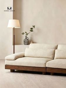 Sofá Seccional Moderno en Forma de L, Tapizado en Tela, con Base de Madera, Diseño Minimalista para Sala de Estar - Product Image 3