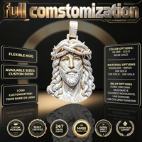 Pendentif religieux Jésus en argent sterling S925 et moissanite VVS, étanche, style hip-hop, pour homme, bijoux glacés