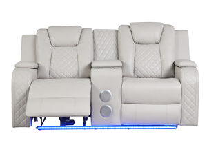 Ensemble de canapés carrés inclinables et convertibles à LED et à alimentation électrique, en similicuir, pour appartements et hôtels - Product Image 3