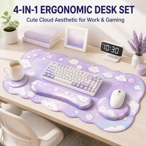 Juego de Alfombrillas Personalizables para Escritorio de Computadora, 4 en 1, XXL, de Goma, Alfombrilla Grande para Ratón de Juego, Reposamuñecas para Teclado y Ratón, con Posavasos - Product Image 1