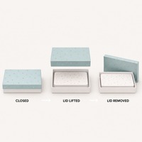 Boîte cadeau rigide et robuste bleu poussière avec couvercle à confettis pour cartes de citations, impression personnalisée, qualité supérieure, vente en gros, directement de l'usine