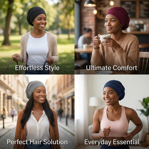 Nouveau design – Turbans pour femmes, couleur unie, ensemble deux pièces, foulards de base pour un usage décontracté et confortable, bonnets de chimiothérapie - Product Image 6