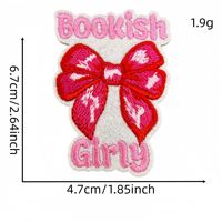 Patch Bordir Pink Bookish Girly Bertema Membaca, Dapat Disetrika, Hadiah untuk Pecinta Buku & Kopi, Aplikasi Dekoratif Pakaian