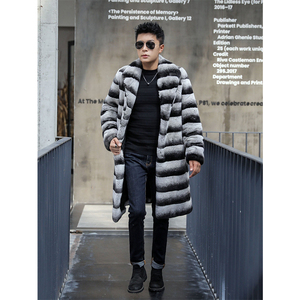 Мужское пальто из натурального меха кролика Рекс, длинное пальто-Тренч с отложным воротником, мужские костюмные Куртки Оверсайз из натурального меха - Product Image 5
