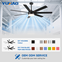 Ventilateur de plafond industriel grand format avec télécommande, moteur BLDC silencieux, pales en contreplaqué, 62-72 pouces, usine OEM ODM
