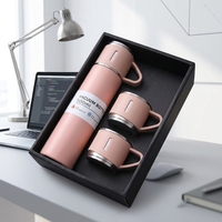 Mug isotherme portable en acier inoxydable 304 à double paroi de 500 ml avec 2 tasses supplémentaires – Coffret cadeau d'affaires pour thé et eau