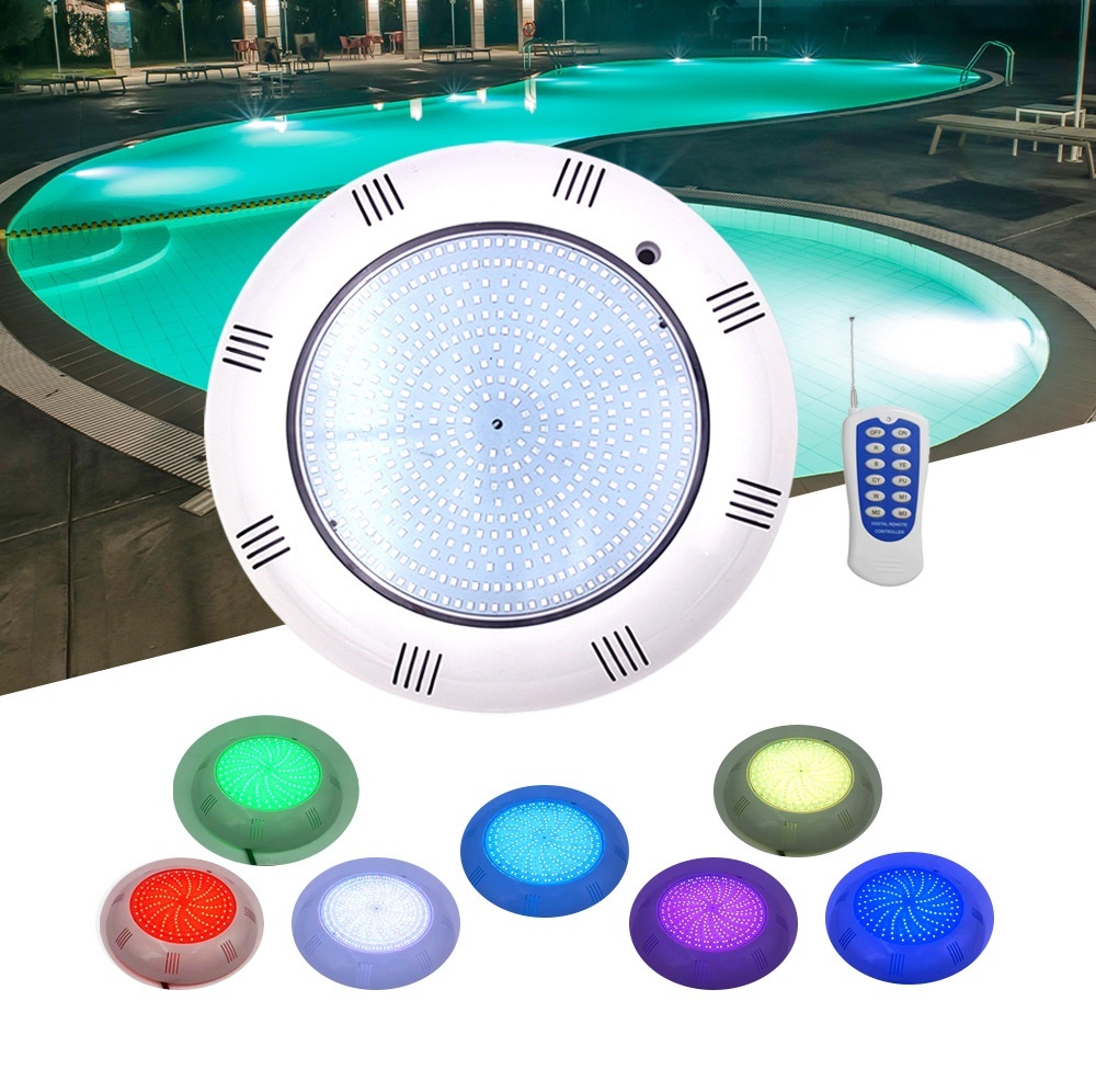 LED Outdoor Pool Light Water Feature ABS Material IP68 Fully Sealed Waterproof High CRI 90 Dimmable Colorful RGB Remote Lighting