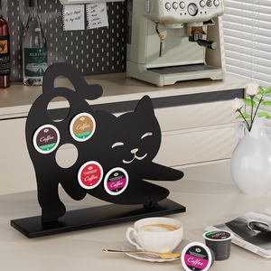 Cat Shape Coffee Pod Holder Carbon Steel <b>Desktop</b> Storage Rack For K Cup Organizing Kitchen Decor - Product Image 3