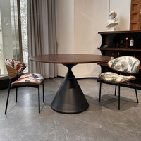 Mesa de Comedor de Madera Maciza de Estilo Moderno Francés de Mediados de Siglo, Combinación de Mesa y Sillas, Mesa de Comedor de Madera de Nogal Negro con Mosaico en Forma de Reloj de Arena