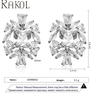 Pendientes de Botón de Circonita Cúbica con Diseño de Flor para Mujer RAKOL EP5526, Joyería de Moda, Plata de Ley Chapada en Oro - Product Image 5