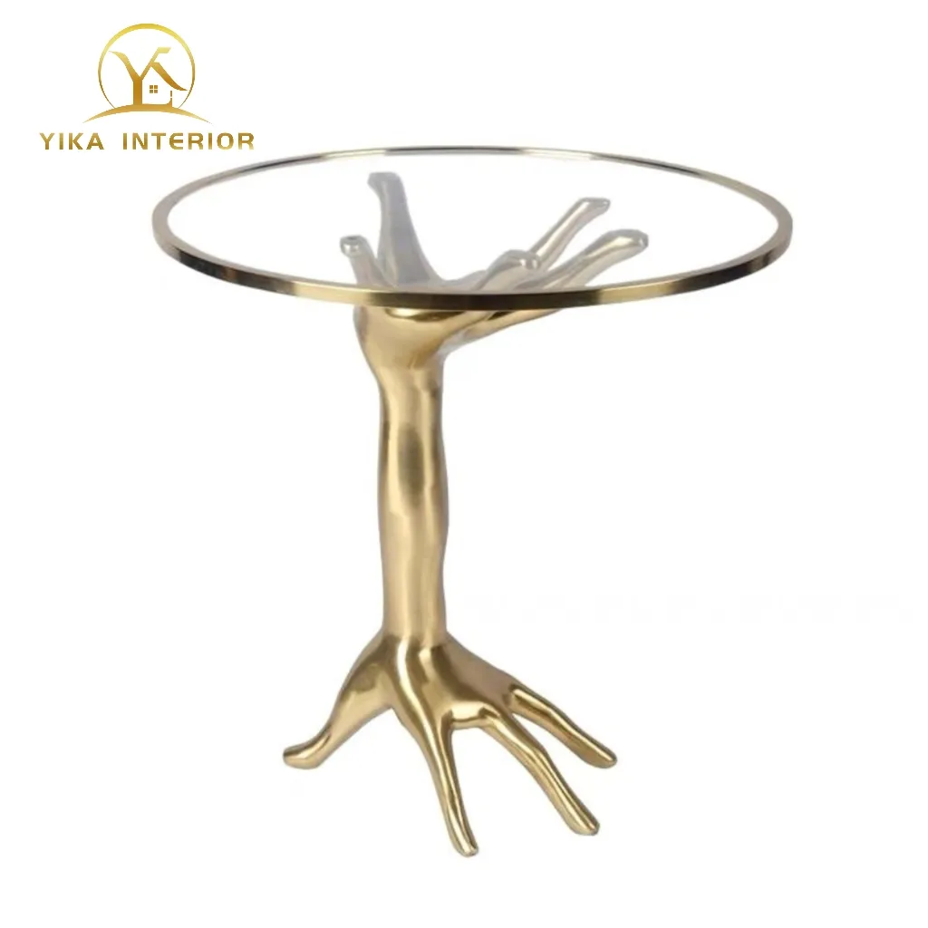 Italian light luxury brass palm personality creative side table designer hotel small coffee table home living room corner table