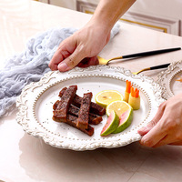 Assiettes à dîner en céramique de style palais, vintage, baroque français, gaufrées, vaisselle européenne, assiettes à dîner de style occidental, assiettes à soupe