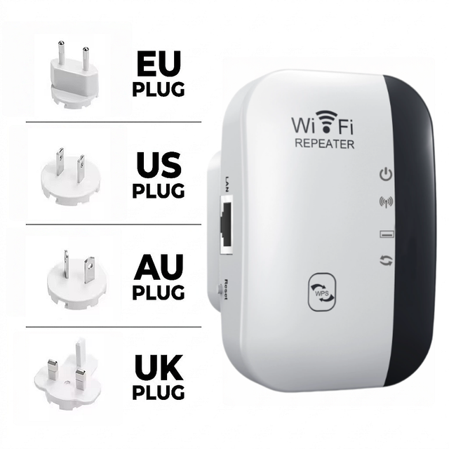 300Mbps WiFi Extender 2.4GHz Wireless Signal Booster Network Repeater Long Range Amplifier Internet Transmitter Intensifier