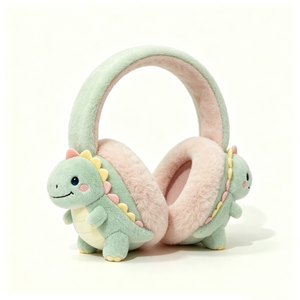 Custom Kids Dinosaur Plush Winter Earmuffs, Cute Cartoon Dinosaur Ear Warmers, Earmuffs Fluffy Plush Dino - Product Image 4
