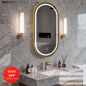 <span class=keywords><strong>Specchio</strong></span> da Bagno Ovale Moderno con Cornice in Alluminio <span class=keywords><strong>e</strong></span> Acciaio Inossidabile, da Parete, per Vanità, Vendita all'Ingrosso - Product Image 3