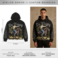 Fabricant de sweats à capuche personnalisés avec des motifs western et des strass |   Rodeo-Core Archive Distressed |   Série Atelier de luxe de qualité supérieure 450 g/m²